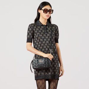 Gucci LAMÉ GG JACQUARD POLO DRESS